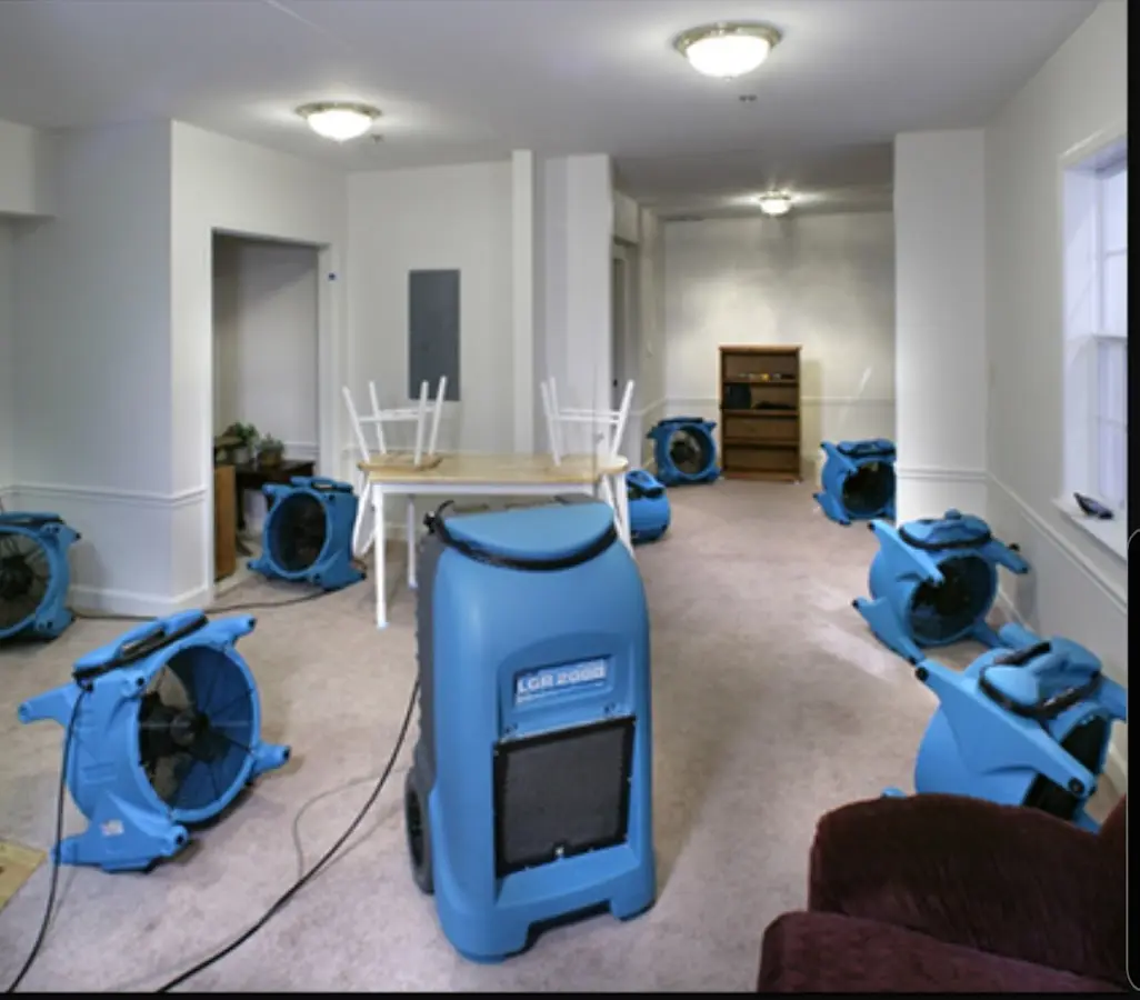 Air movers and dehumidifier setup for Water Damage Restoration in Ishpeming